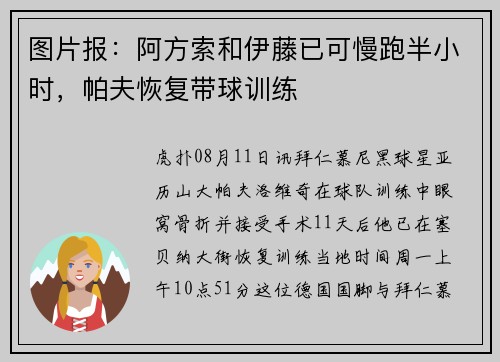 图片报：阿方索和伊藤已可慢跑半小时，帕夫恢复带球训练